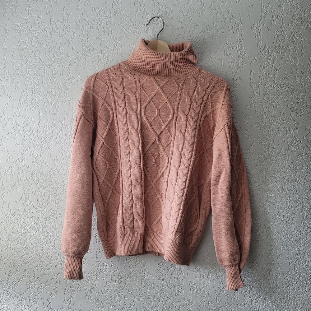 Women's Pink Cable Knit Sweater